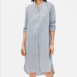 NWT Eileen Fisher Yarn Dyed Linen Shirt Dress